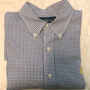Ralph Lauren blue/white check short sleeve shirt